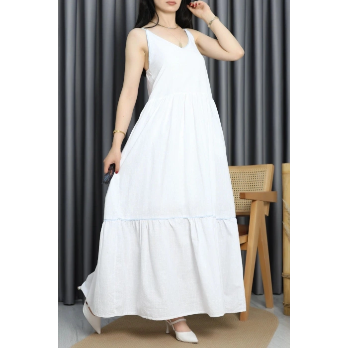 Keten Elbise Beyaz - 41566.308.