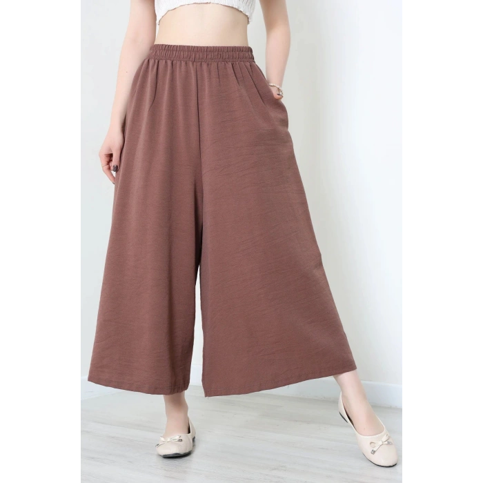 Keten Görünümlü Etek Pantolon Açıkkahve - 80872.147.