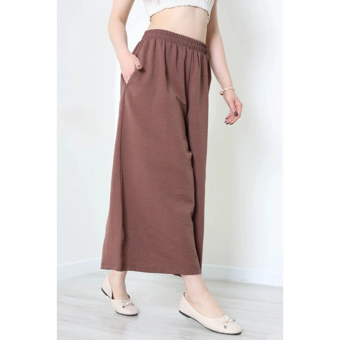 Keten Görünümlü Etek Pantolon Açıkkahve - 80872.147.