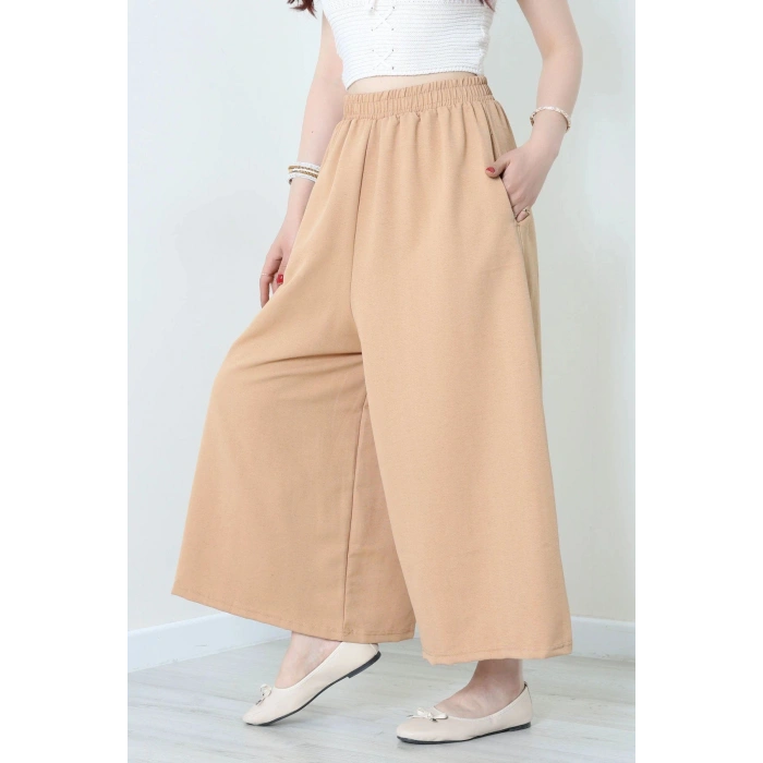 Keten Görünümlü Etek Pantolon Camel - 80872.147.