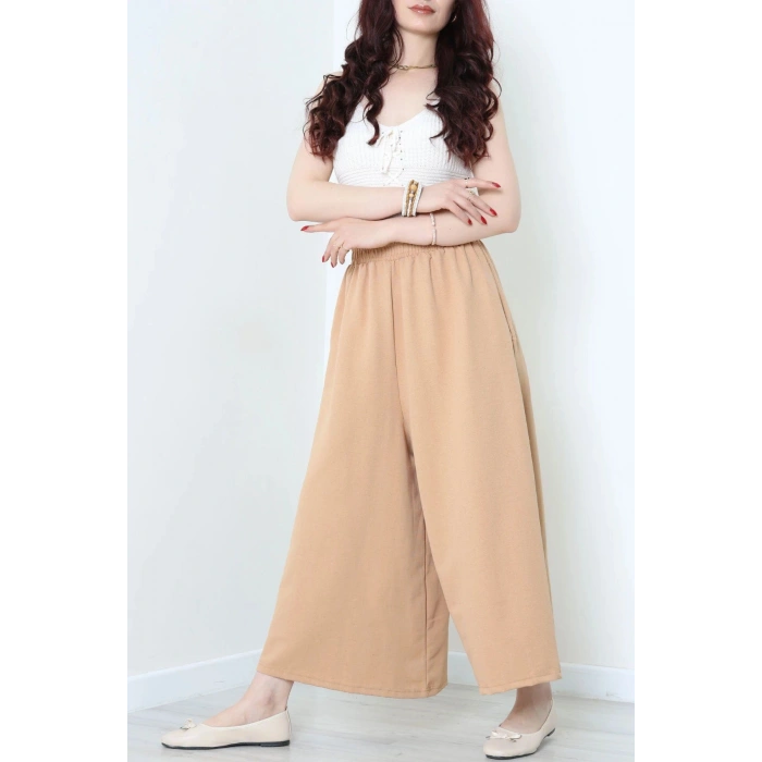 Keten Görünümlü Etek Pantolon Camel - 80872.147.