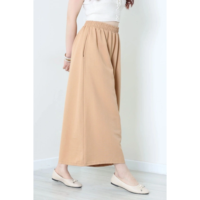 Keten Görünümlü Etek Pantolon Camel - 80872.147.