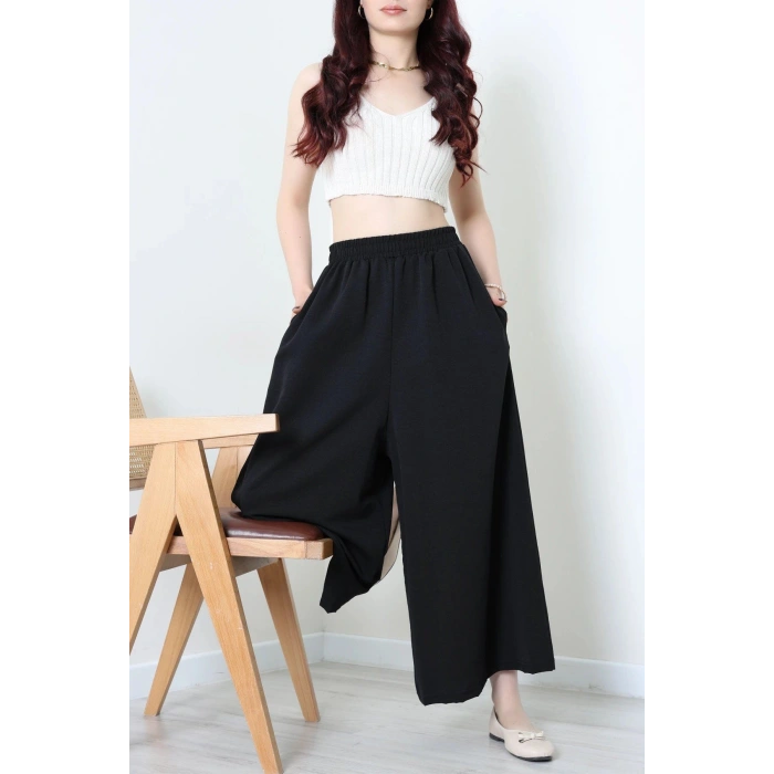 Keten Görünümlü Etek Pantolon Siyah - 80872.147.