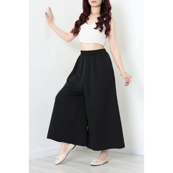 Keten Görünümlü Etek Pantolon Siyah - 80872.147.