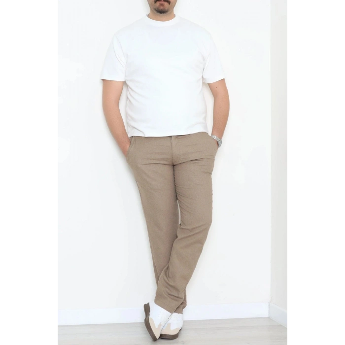Keten Regular Fit Erkek Pantolon Açıkkahve - 71613.2166.