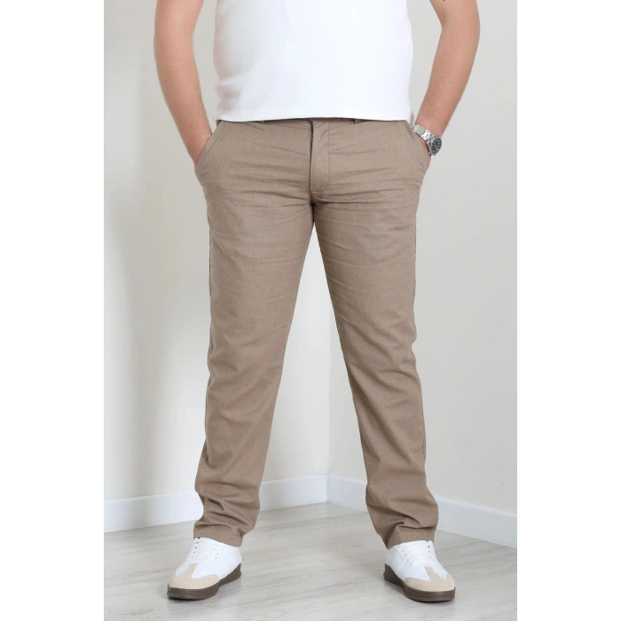 Keten Regular Fit Erkek Pantolon Açıkkahve - 71613.2166.