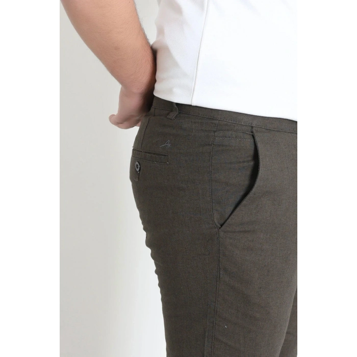 Keten Regular Fit Erkek Pantolon Haki - 71613.2166.