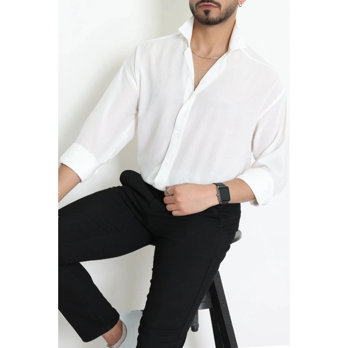 Kırınkıl Oversize Erkek Gömlek Ekru - 71095.1947.
