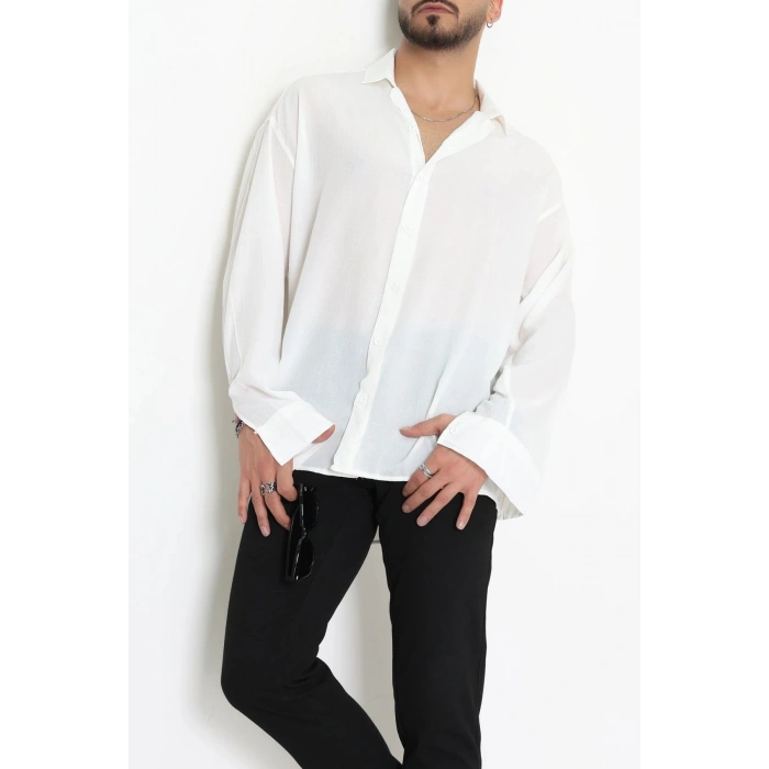 Kırınkıl Oversize Erkek Gömlek Ekru - 71095.1947.