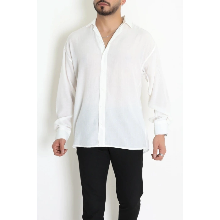 Kırınkıl Oversize Erkek Gömlek Ekru - 71095.1947.
