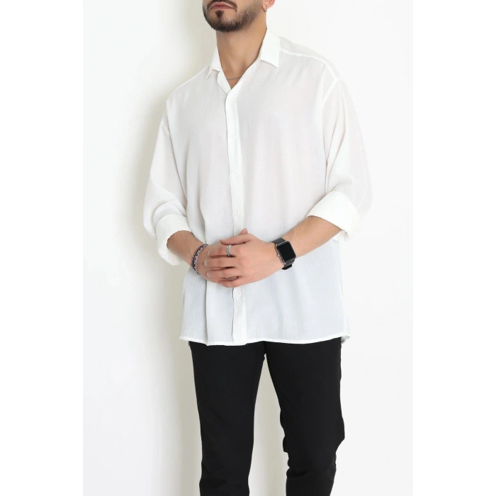 Kırınkıl Oversize Erkek Gömlek Ekru - 71095.1947.