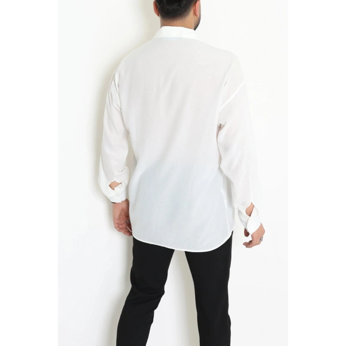 Kırınkıl Oversize Erkek Gömlek Ekru - 71095.1947.