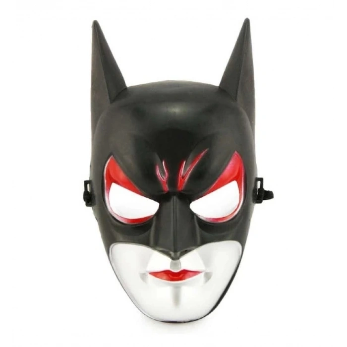 Kırmızı Gözlü Siyah Batman Maske - Lastikli Batgirl Maskesi 28x17 Cm