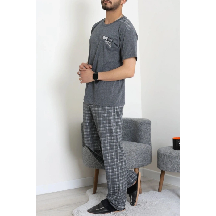 Kısa Kollu Erkek Pijama Takımı Füme - 41985.1048.