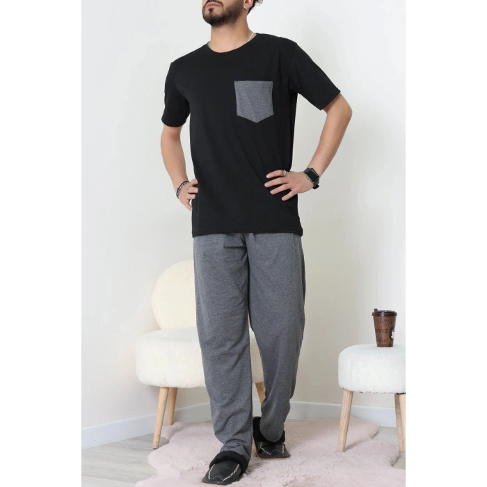 Kısa Kollu Erkek Pijama Takımı Siyah - 41985.1048.