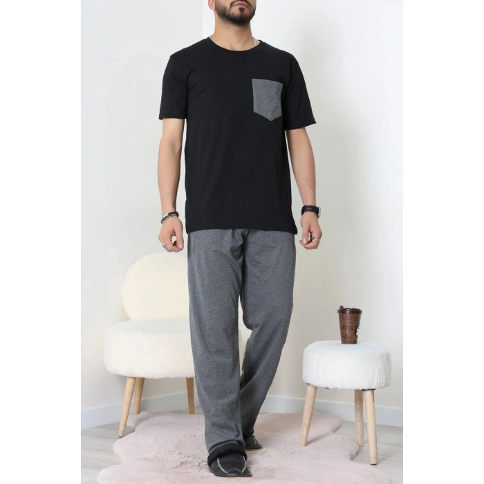 Kısa Kollu Erkek Pijama Takımı Siyah - 41985.1048.