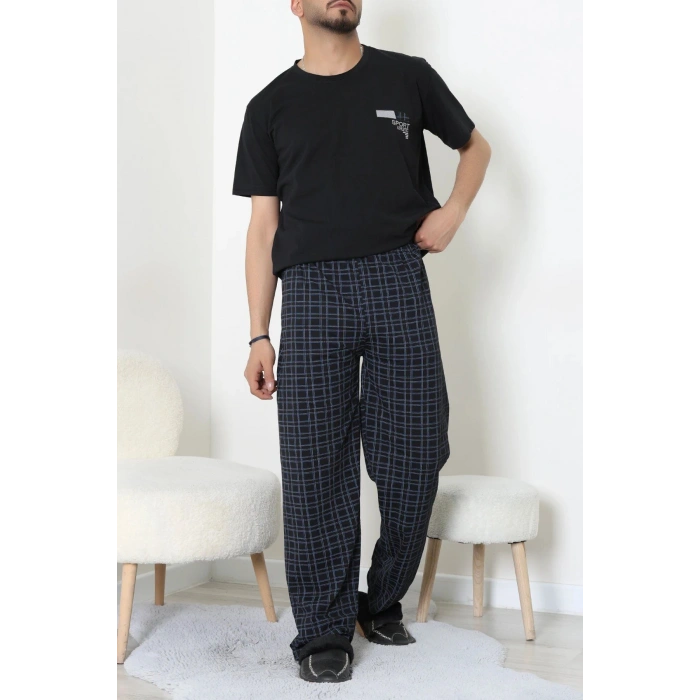 Kısa Kollu Erkek Pijama Takımı Siyahlaci - 41985.1048.