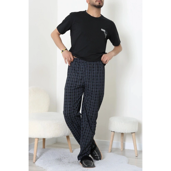 Kısa Kollu Erkek Pijama Takımı Siyahlaci - 41985.1048.