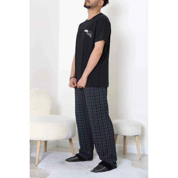 Kısa Kollu Erkek Pijama Takımı Siyahlaci - 41985.1048.