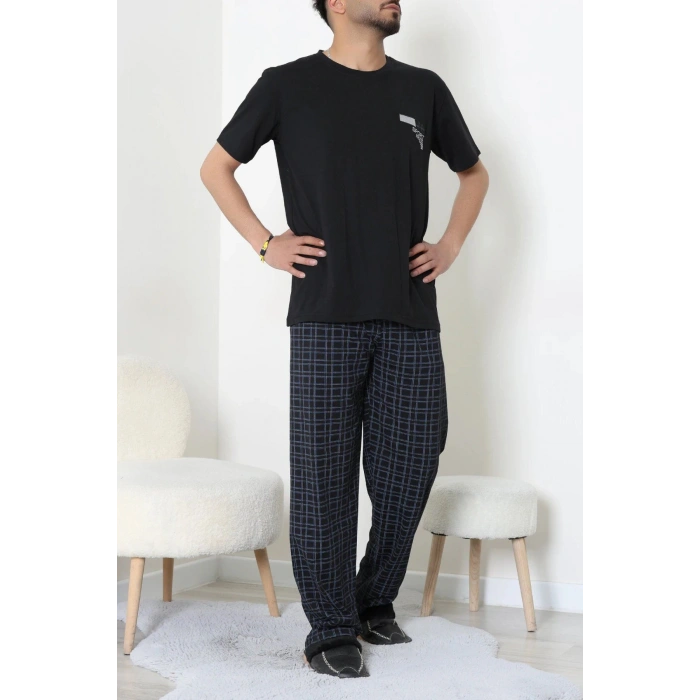 Kısa Kollu Erkek Pijama Takımı Siyahlaci - 41985.1048.