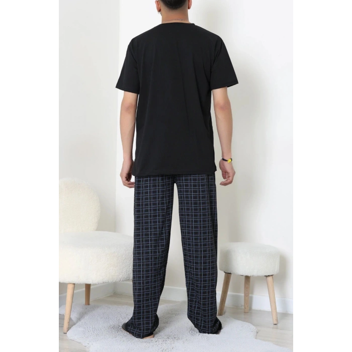 Kısa Kollu Erkek Pijama Takımı Siyahlaci - 41985.1048.