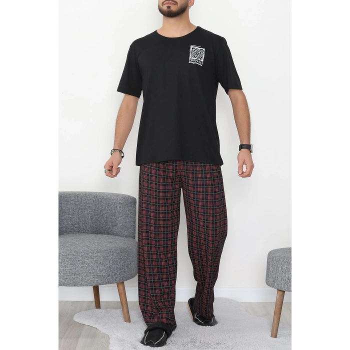 Kısa Kollu Süprem Erkek Pijama Takımı Bordosiyah - 42786.1961.