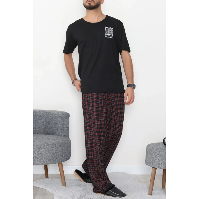 Kısa Kollu Süprem Erkek Pijama Takımı Bordosiyah - 42786.1961.