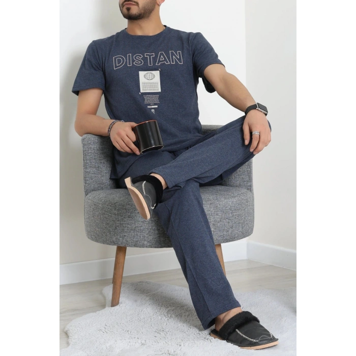 Kısa Kollu Süprem Erkek Pijama Takımı İndigo - 70946.1961.