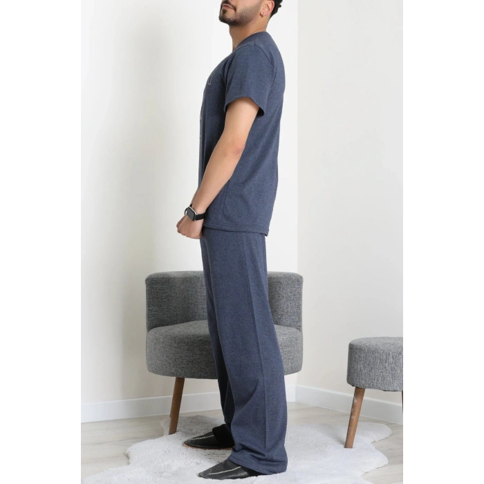 Kısa Kollu Süprem Erkek Pijama Takımı İndigo - 70946.1961.