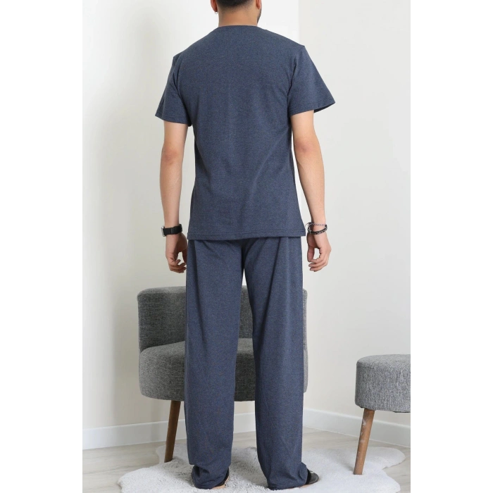 Kısa Kollu Süprem Erkek Pijama Takımı İndigo - 70946.1961.