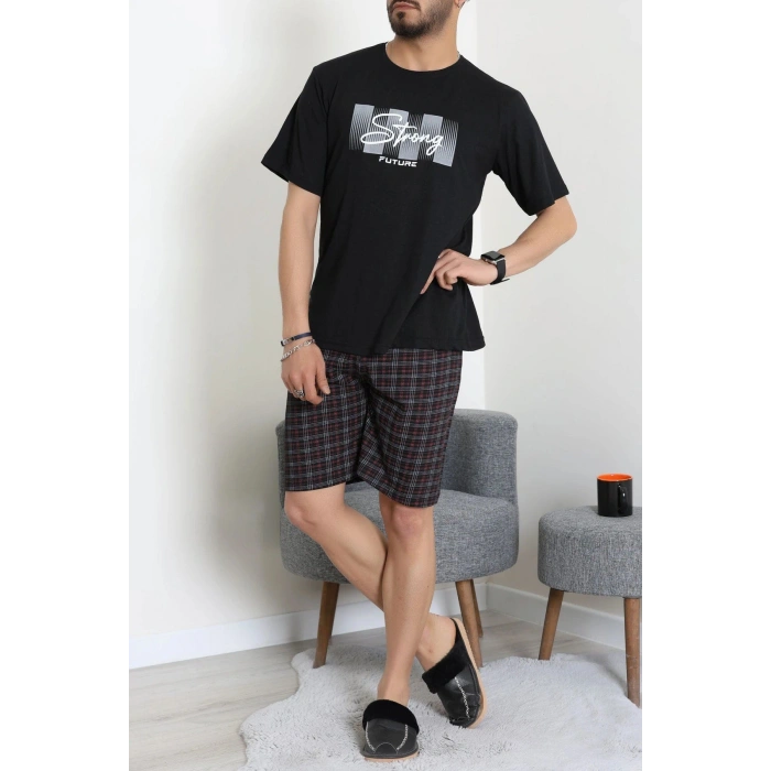 Kısa Kollu Süprem Erkek Şortlu Pijama Takımı Siyah - 70945.1961.