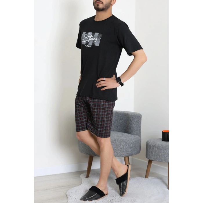 Kısa Kollu Süprem Erkek Şortlu Pijama Takımı Siyah - 70945.1961.