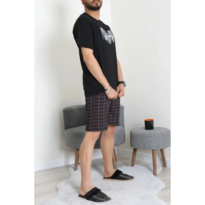 Kısa Kollu Süprem Erkek Şortlu Pijama Takımı Siyah - 70945.1961.