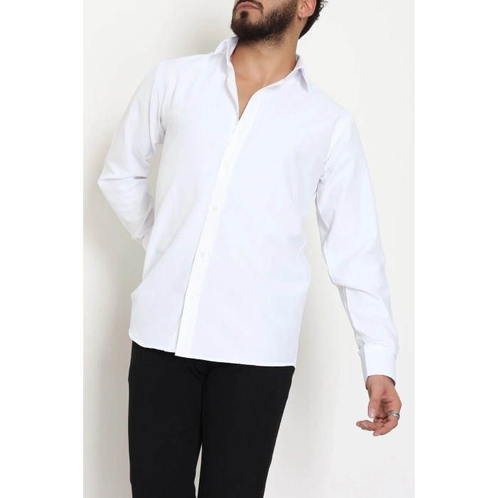 Klasik Pamuklu Erkek Slimfit Gömlek Beyaz - 70874.1970.