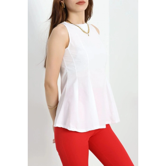 Kloş Kesim Bluz Beyaz - 70432.1949.