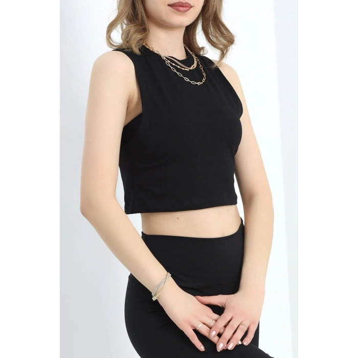 Kolsuz Crop Geniş Atlet Siyah - 21755.200.