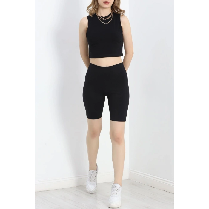 Kolsuz Crop Geniş Atlet Siyah - 21755.200.