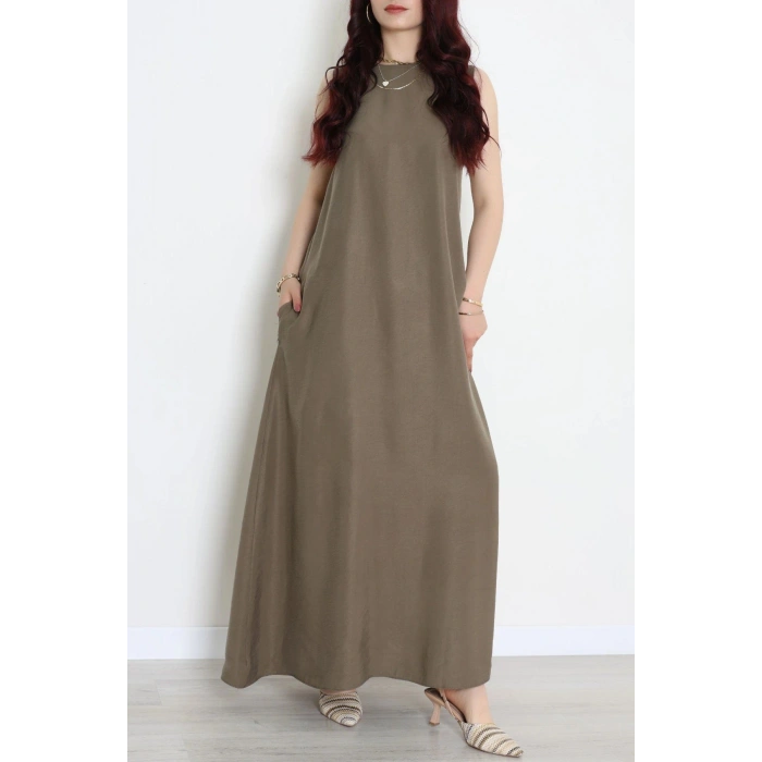 Kolsuz Salaş Modal Elbise Haki - 80913.1837.