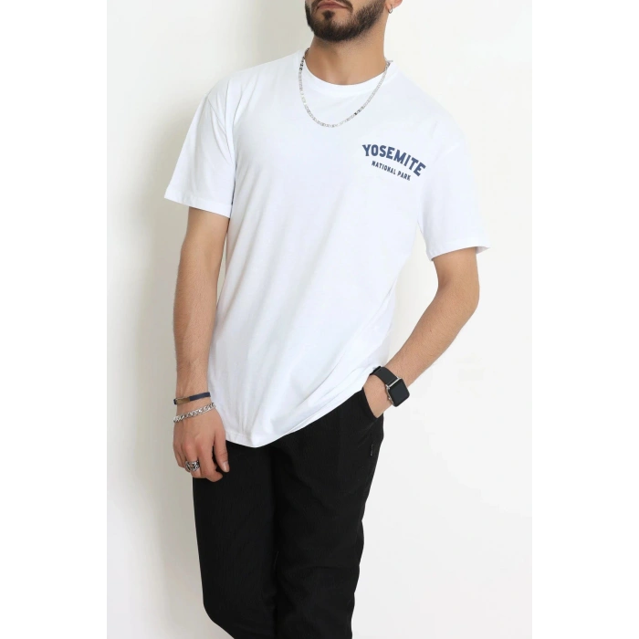 Kompak Penye Baskılı Unisex Oversize Tişört Beyazlaci - 55135.1872.