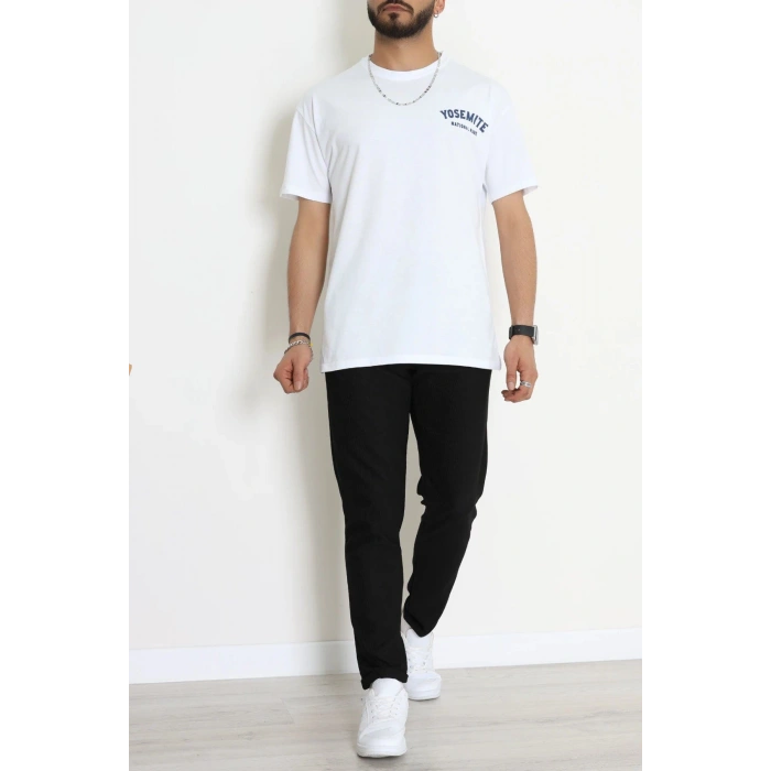 Kompak Penye Baskılı Unisex Oversize Tişört Beyazlaci - 55135.1872.
