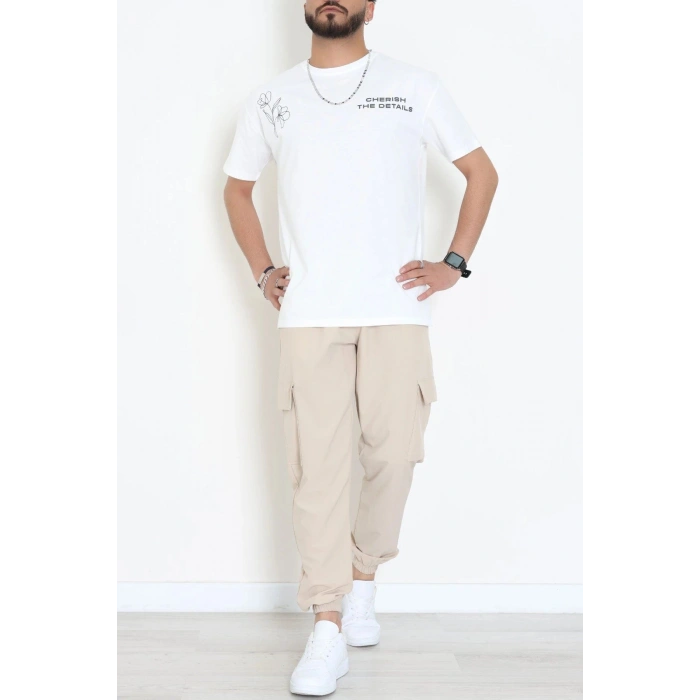 Kompak Penye Baskılı Unisex Oversize Tişört Beyazsiyah - 55135.1872.