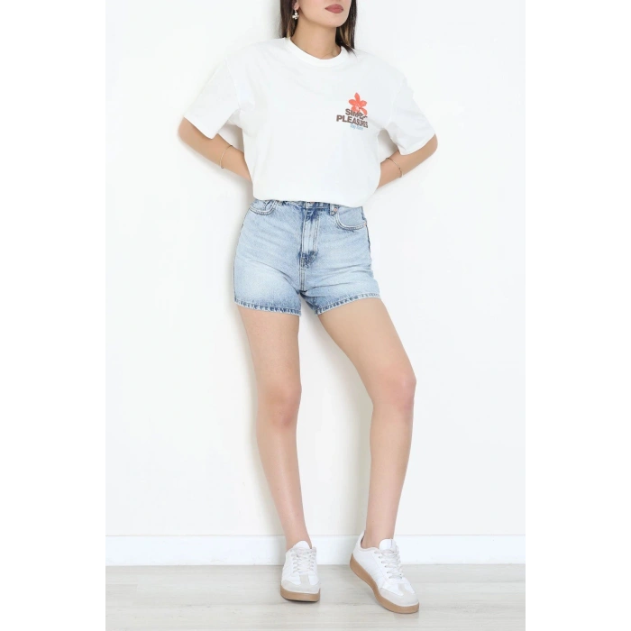 Kompak Penye Baskılı Unisex Oversize Tişört Ekrukahve - 55135.1872.