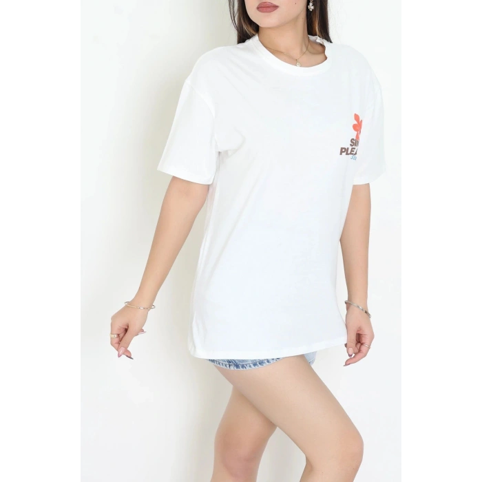 Kompak Penye Baskılı Unisex Oversize Tişört Ekrukahve - 55135.1872.