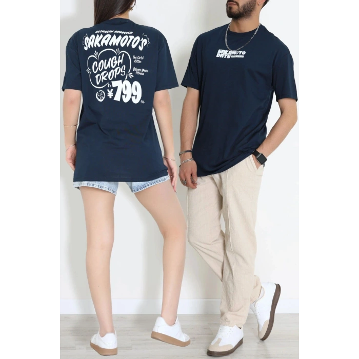 Kompak Penye Baskılı Unisex Oversize Tişört Lacibeyaz - 55135.1872.