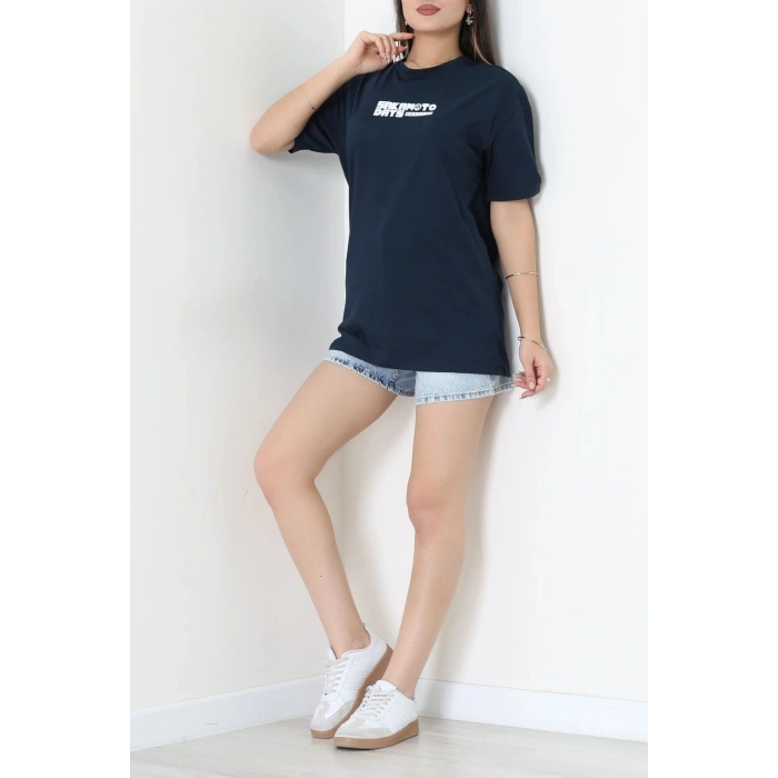 Kompak Penye Baskılı Unisex Oversize Tişört Lacibeyaz - 55135.1872.