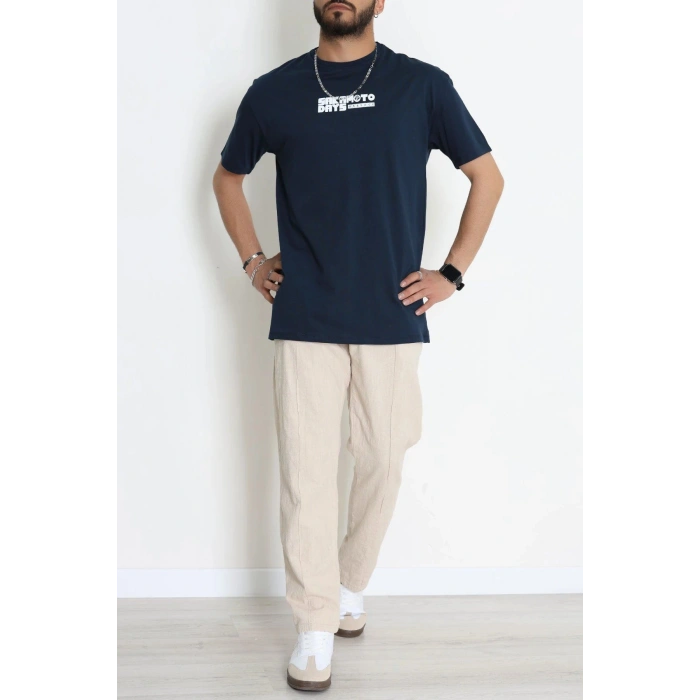 Kompak Penye Baskılı Unisex Oversize Tişört Lacibeyaz - 55135.1872.