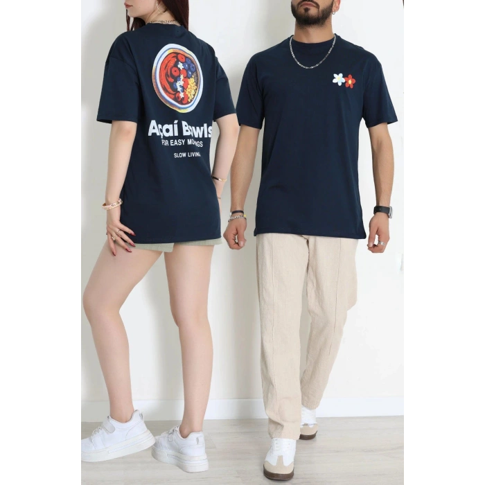 Kompak Penye Baskılı Unisex Oversize Tişört Laciçiçek - 55135.1872.