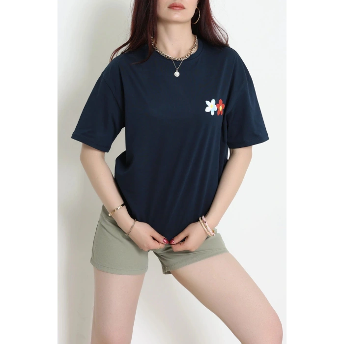 Kompak Penye Baskılı Unisex Oversize Tişört Laciçiçek - 55135.1872.