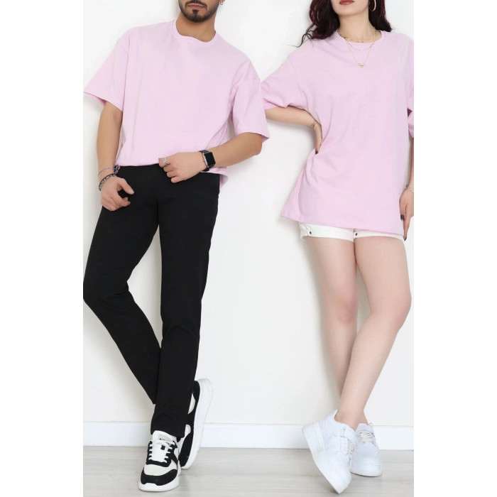 Kompak Penye Ünisex Baskısız Oversize Tişört Lila - 55045.1872.