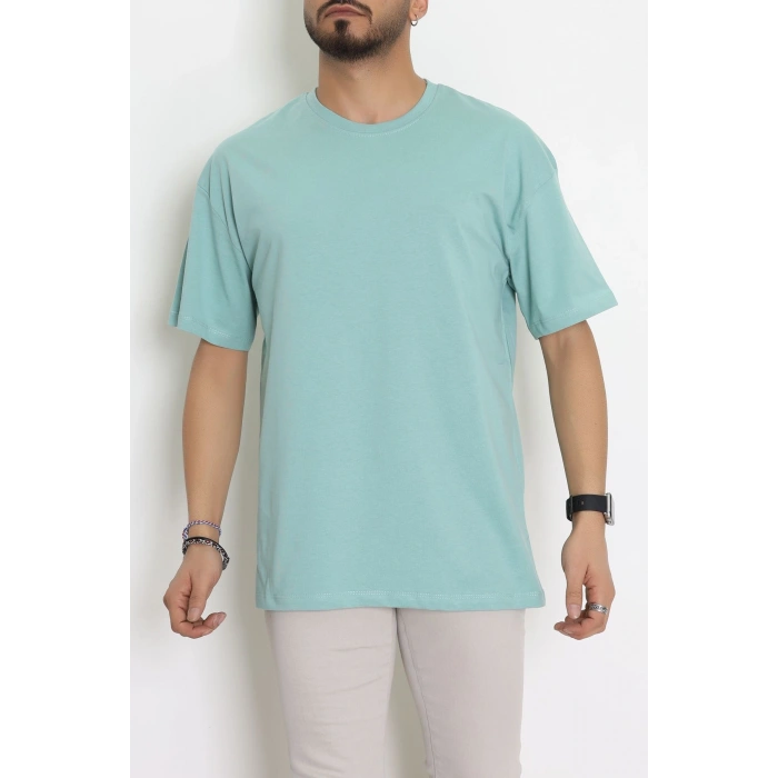 Kompak Penye Ünisex Baskısız Oversize Tişört Mint - 55045.1872.